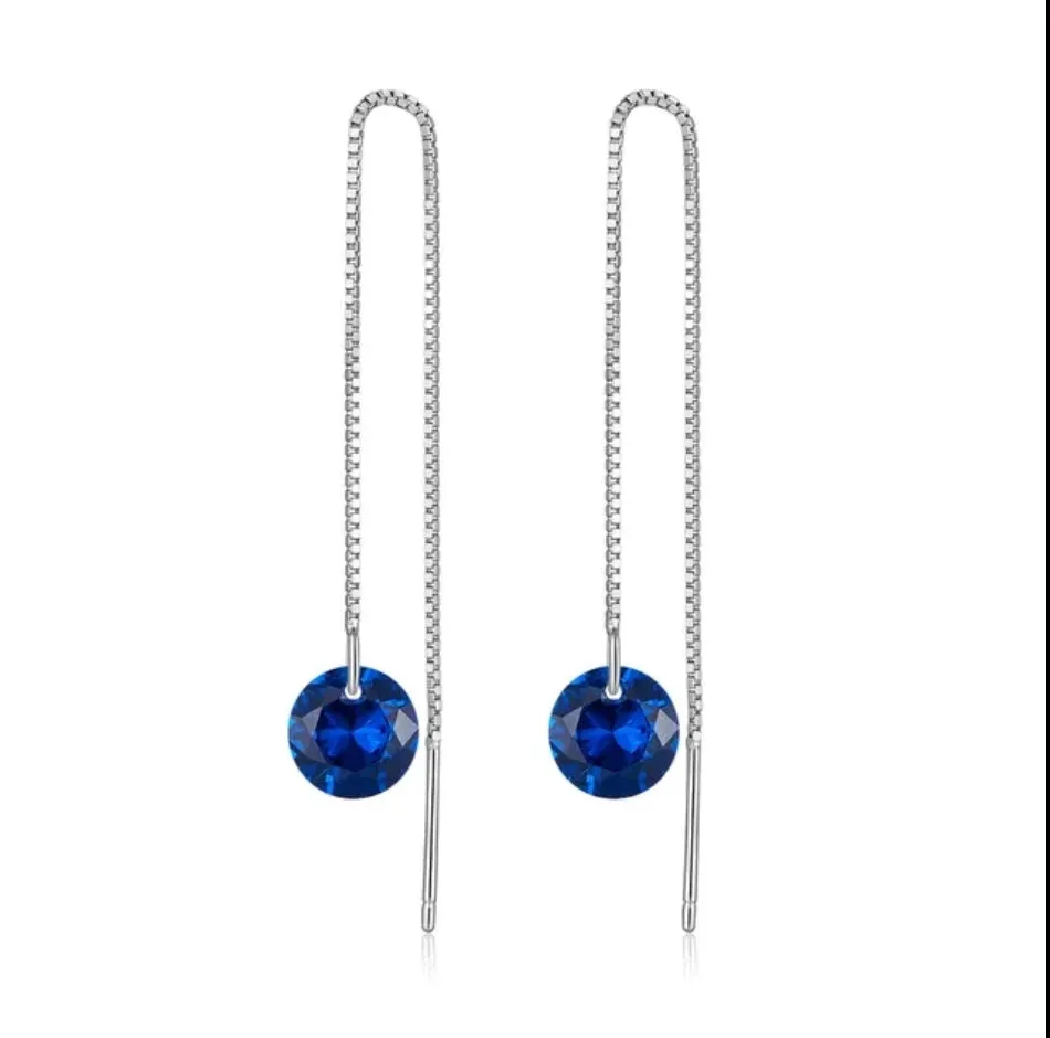 Sterling Silver Threader CZ Drop Earrings