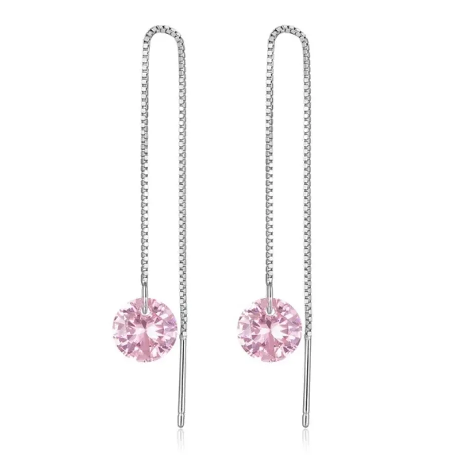 Sterling Silver Threader CZ Drop Earrings