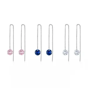 Sterling Silver Threader CZ Drop Earrings