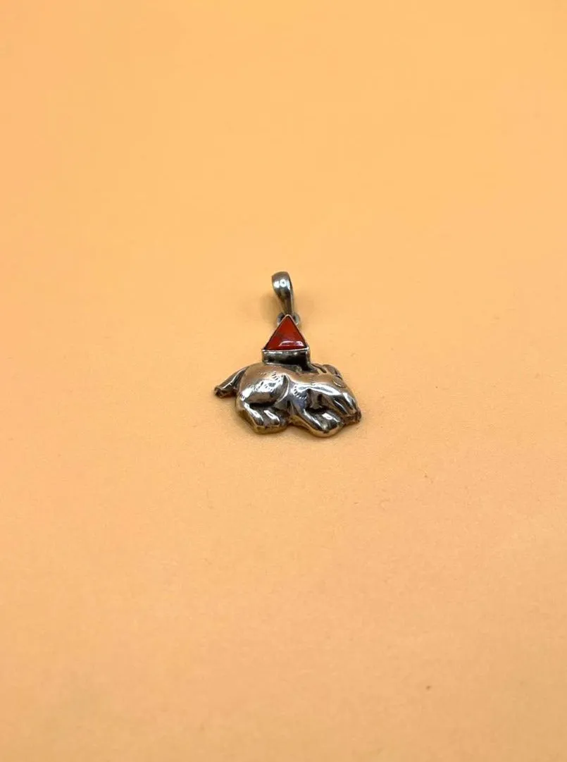 Sterling Silver Tibetan Coral Rabbit Light Weight Pendent