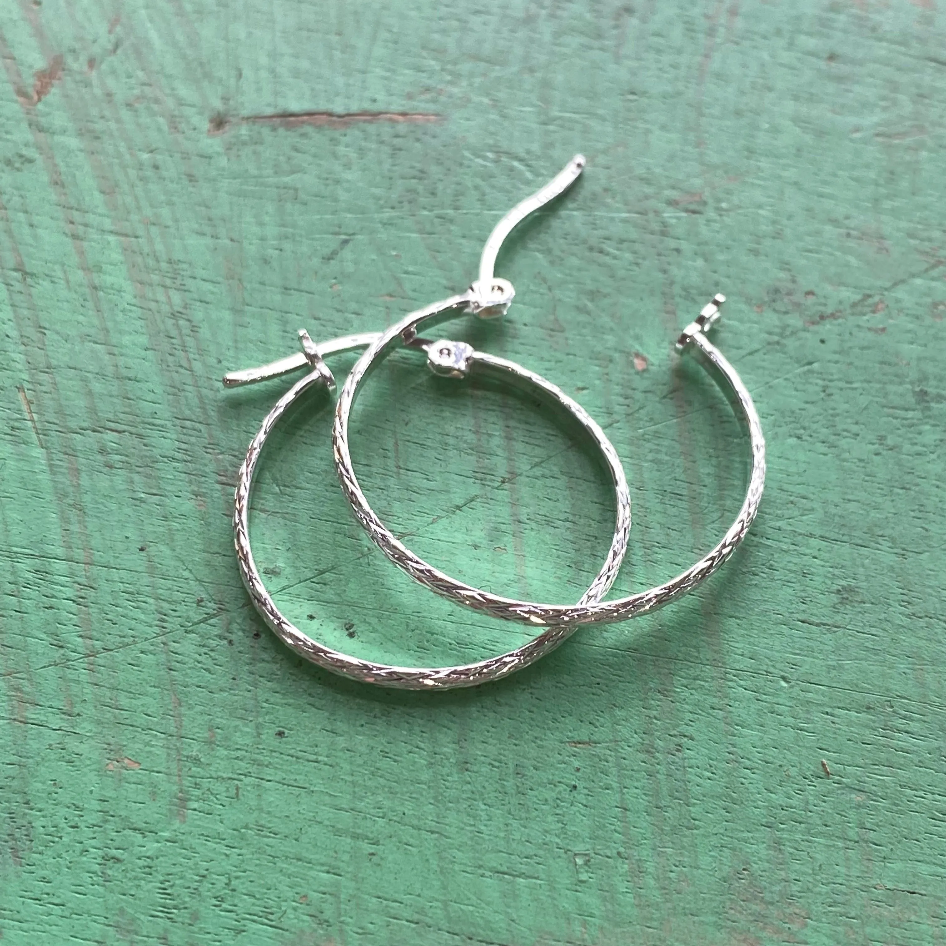 Sterling Silver Wheat Textured Hoop Earrings