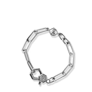 Sterling Silver White Sapphire Paperclip Bracelet