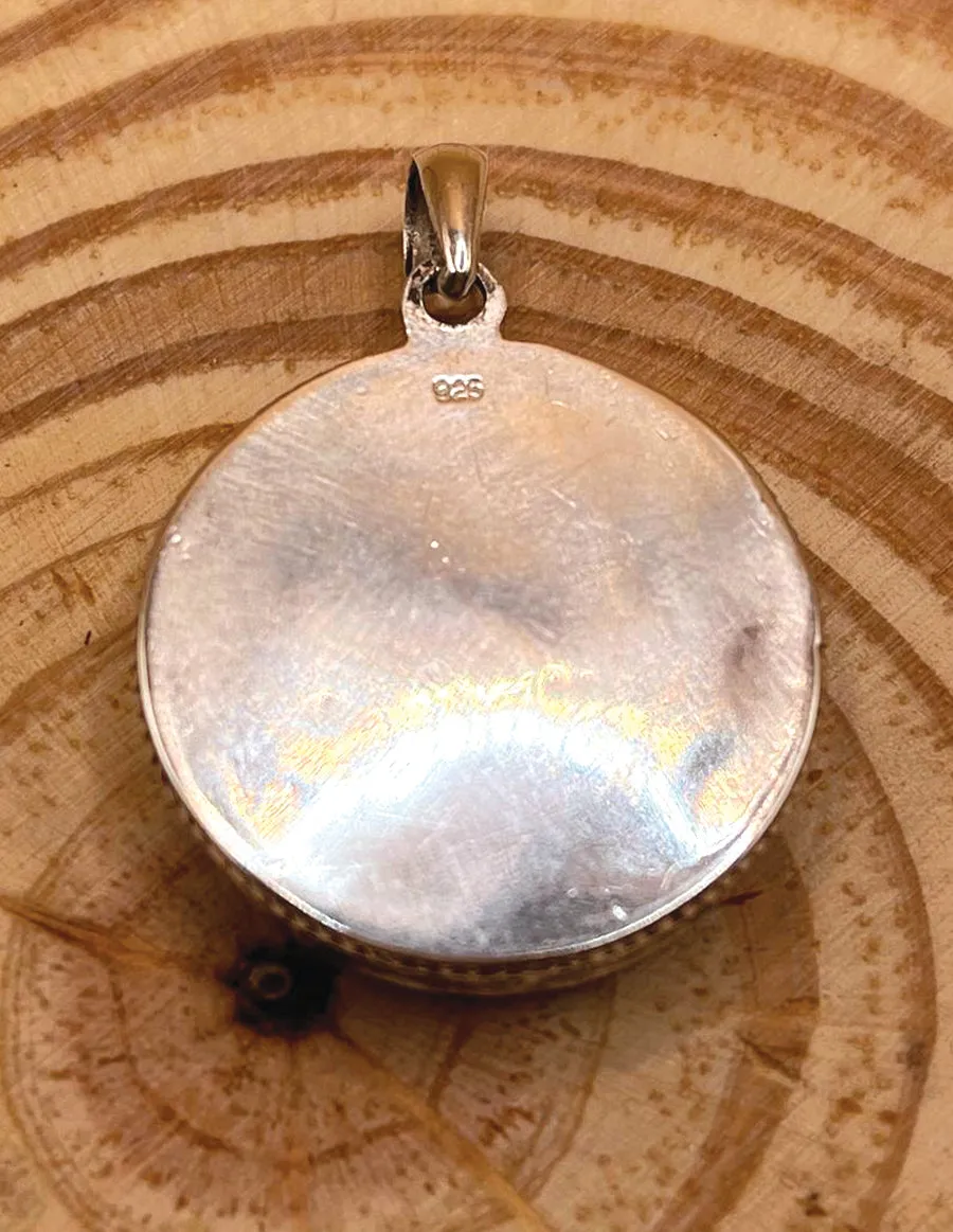 Sterling Sliver Tibetan Gemstone Half Sun Pendent