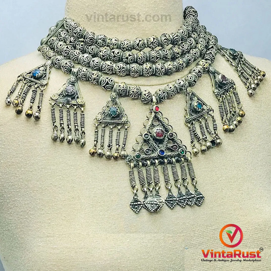 Stylish Beaded Seven Dangling Pendants Choker