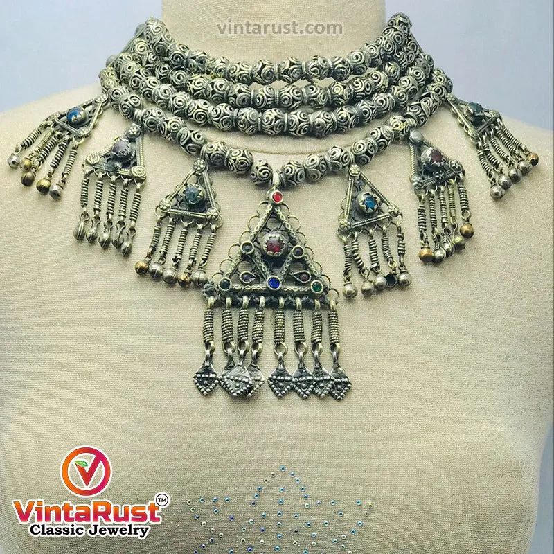 Stylish Beaded Seven Dangling Pendants Choker