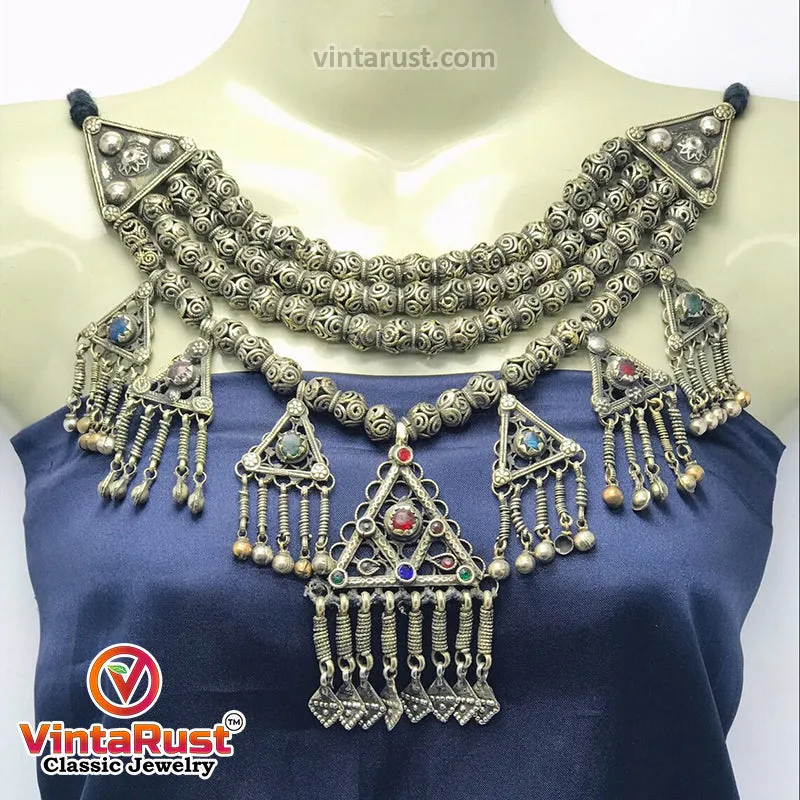 Stylish Beaded Seven Dangling Pendants Choker