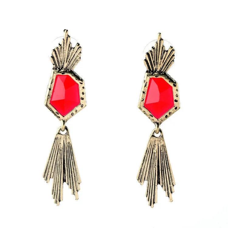 Summer Classic Fashion Tide Handmade Alloy Feather Earrings Pendant