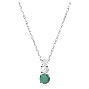 Swarovski Attract Trilogy pendant Round cut, Green, Rhodium plated -5646717