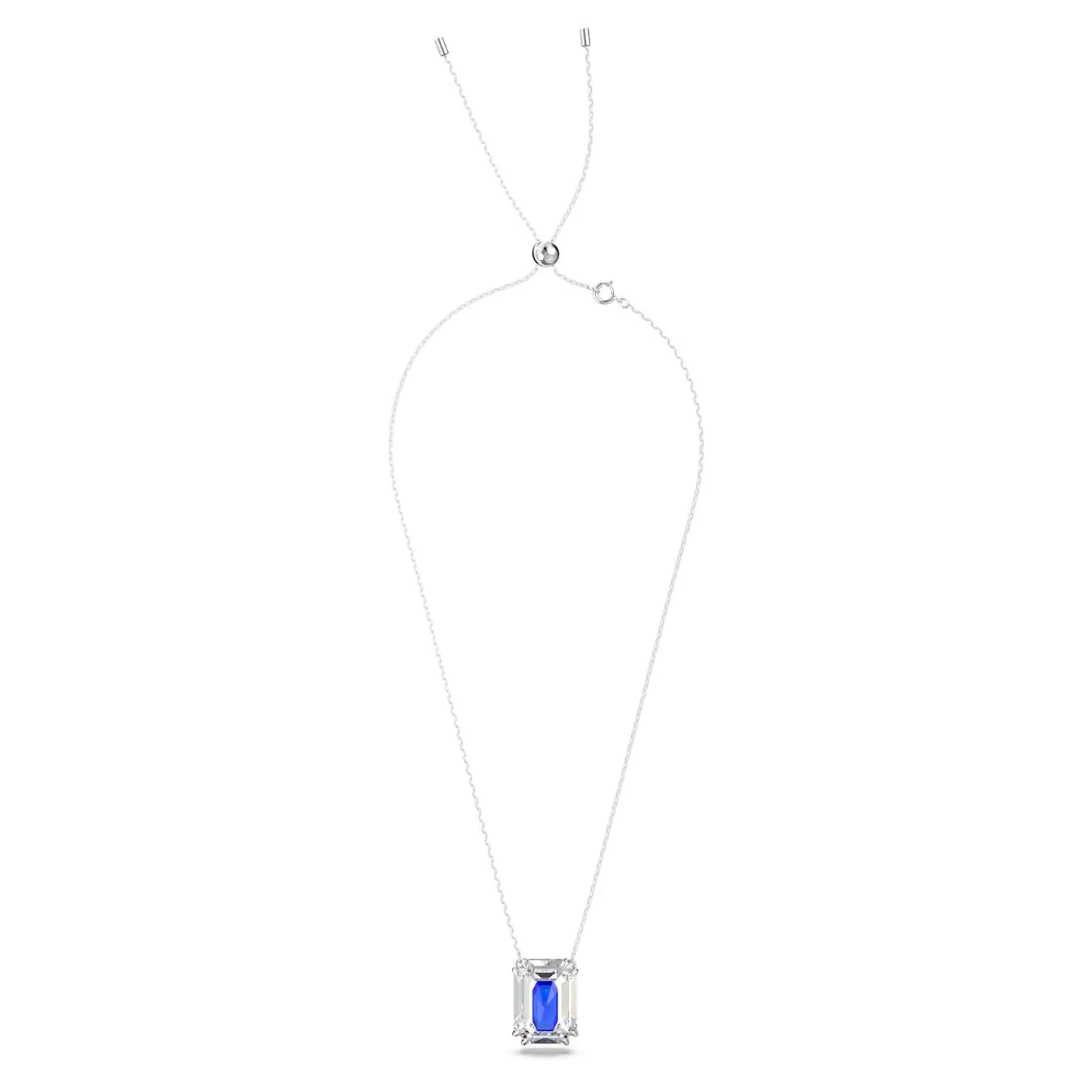 Swarovski Chroma necklace Octagon cut, Blue, Rhodium plated -5600625
