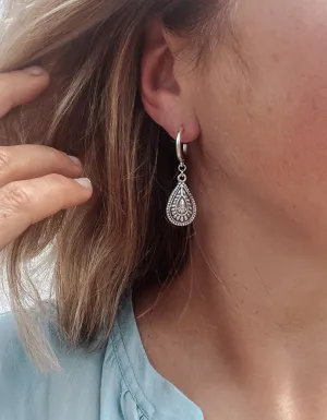 Teardrop Charm Hoops