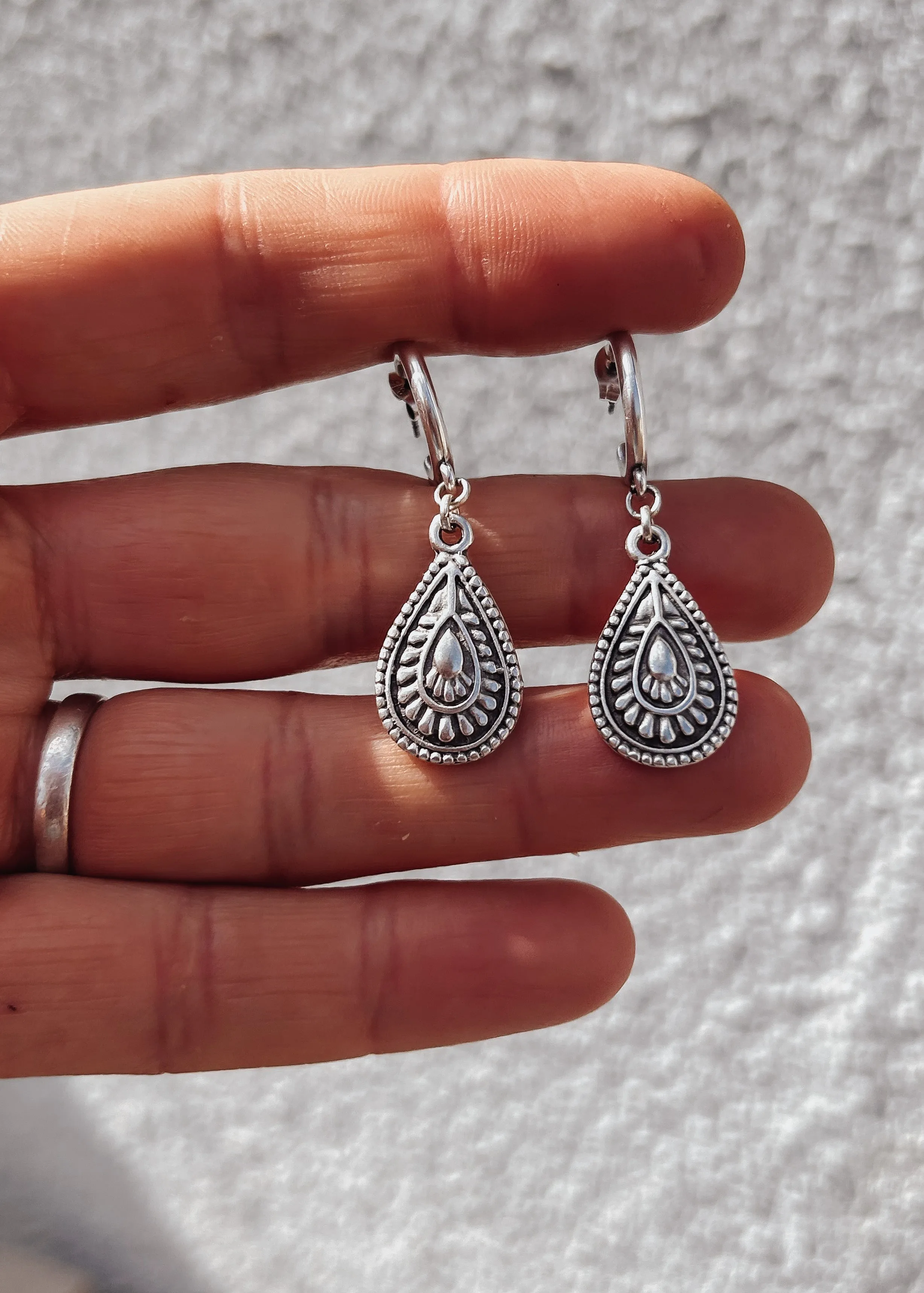 Teardrop Charm Hoops