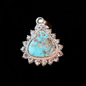 Teardrop Turquoise Cubic Zirconia Sterling Silver Pendant