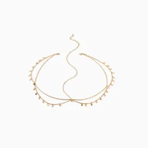 The Boho Holiday Coins Details Crisscross Hair Chain - Gold