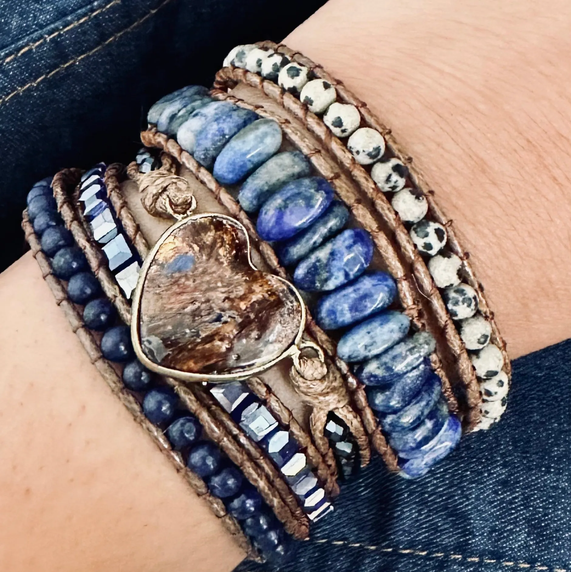 The Long-Strand Bracelet : Denim Heart