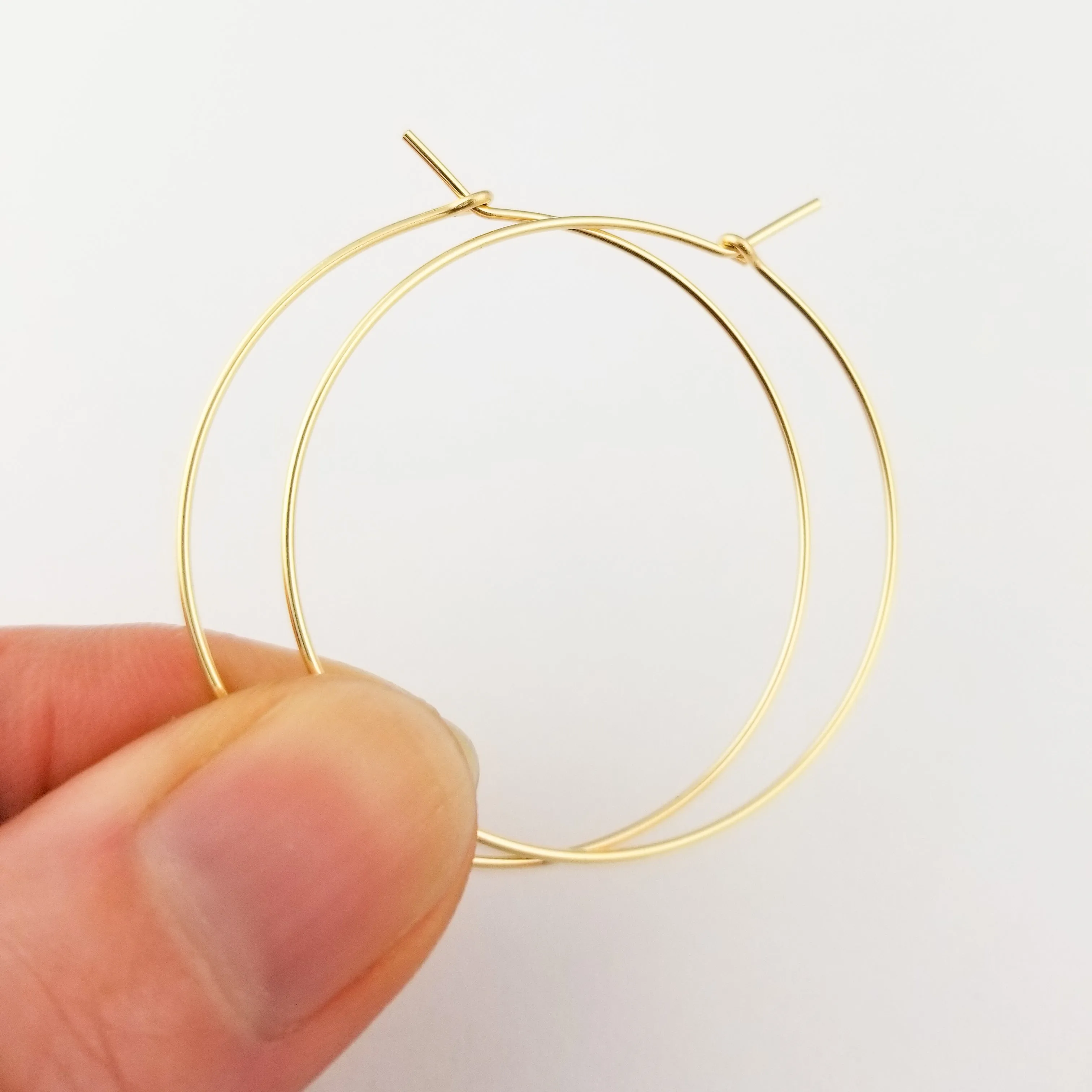 Thin Classic Solid Gold Hoop Earrings