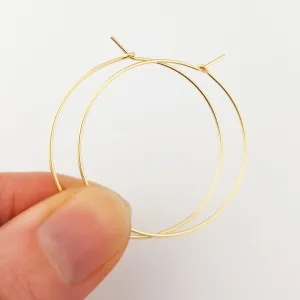Thin Classic Solid Gold Hoop Earrings