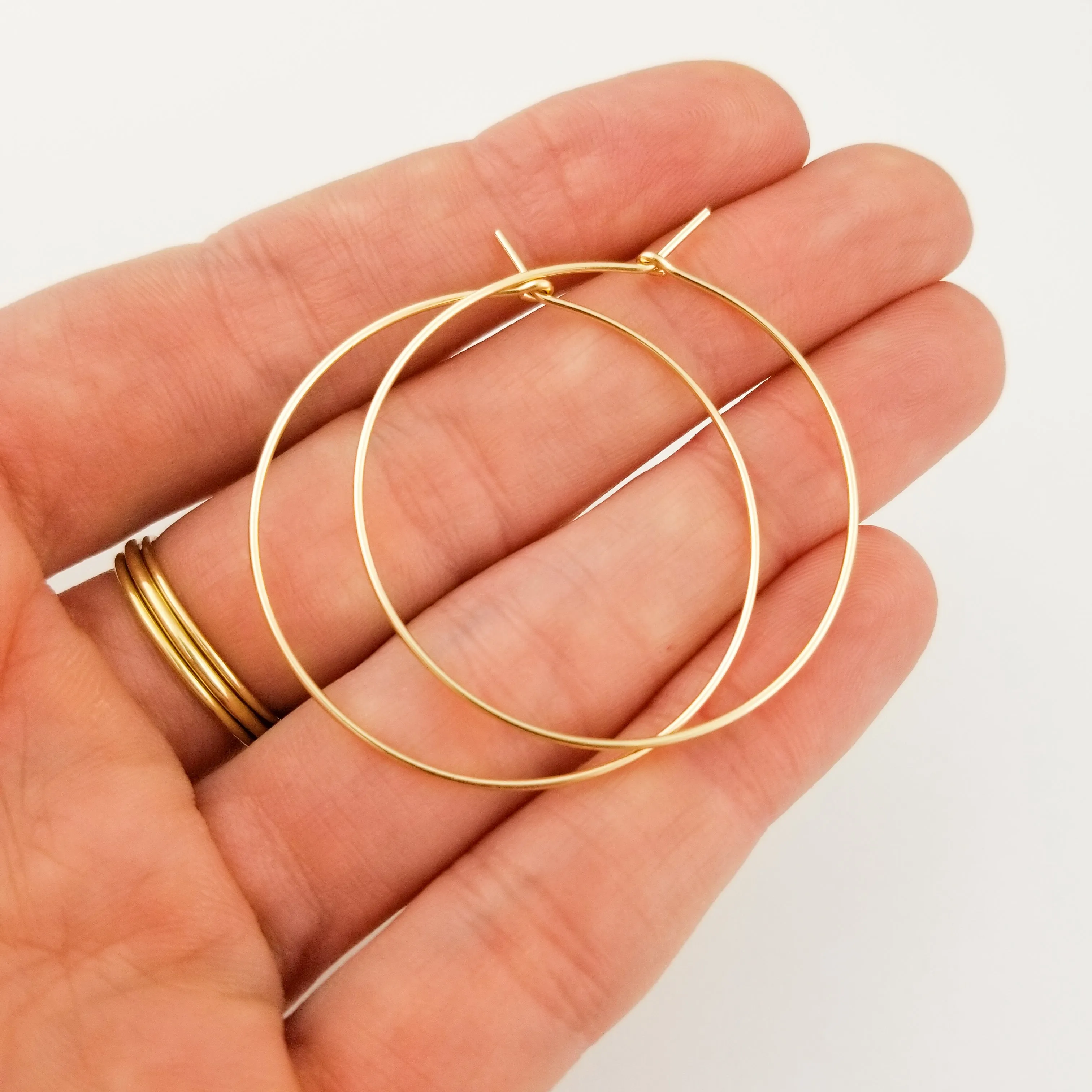 Thin Classic Solid Gold Hoop Earrings
