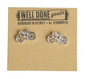 Tiny Bicycle Stud Earrings