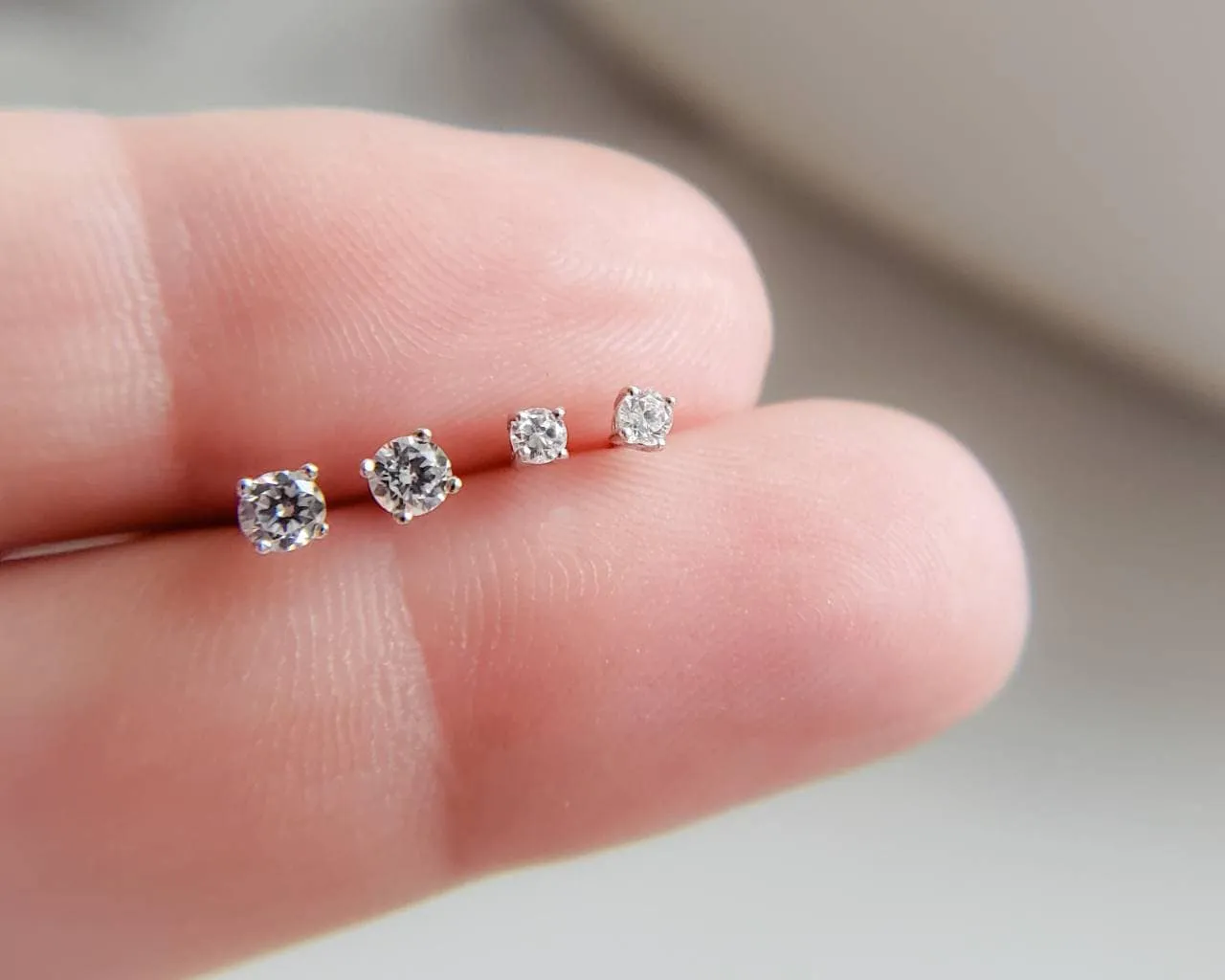Tiny CZ Stud Earrings
