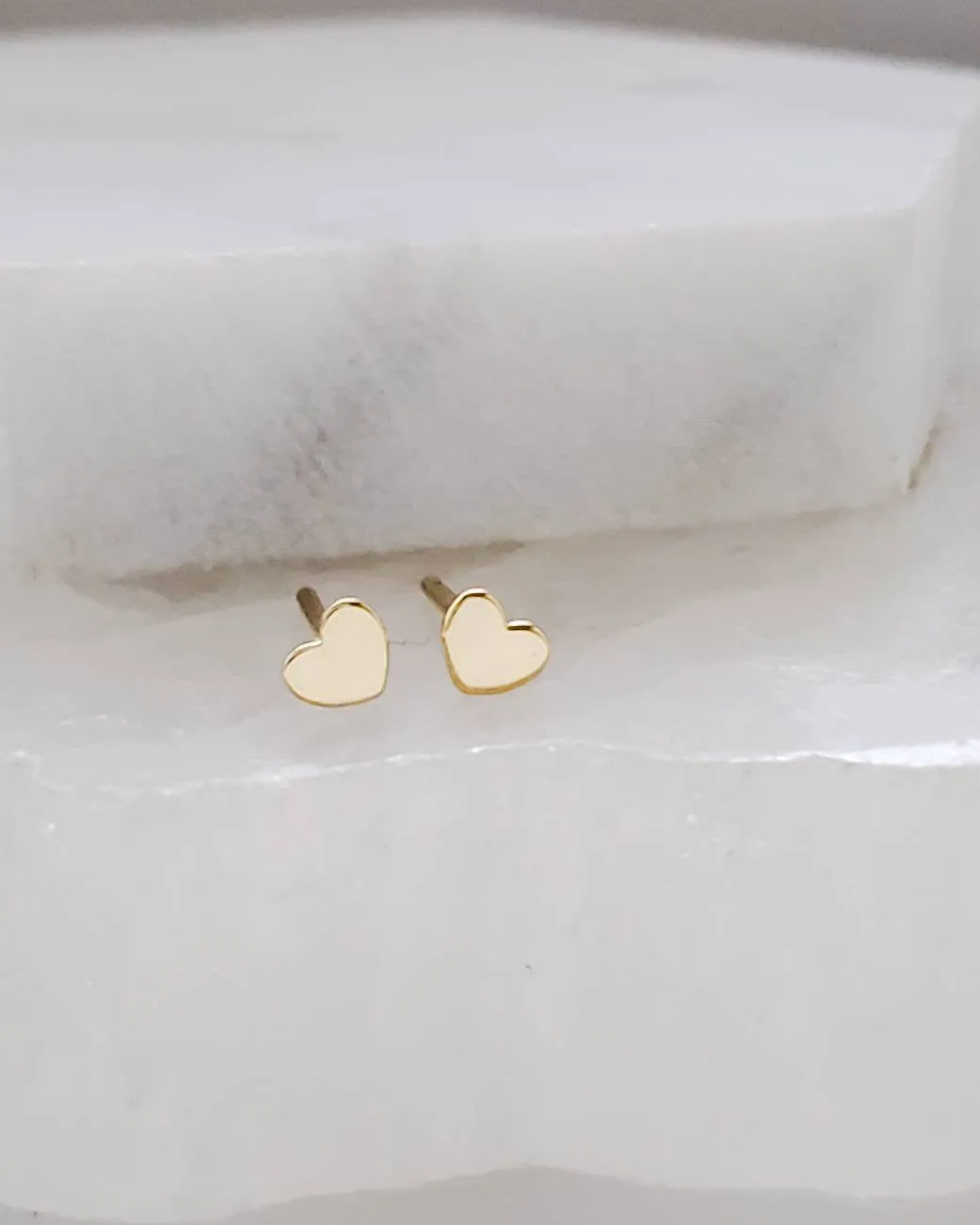 Tiny Heart Studs in 14k Gold