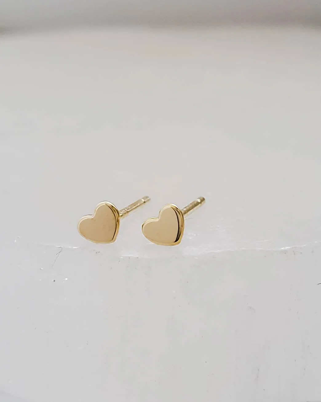 Tiny Heart Studs in 14k Gold