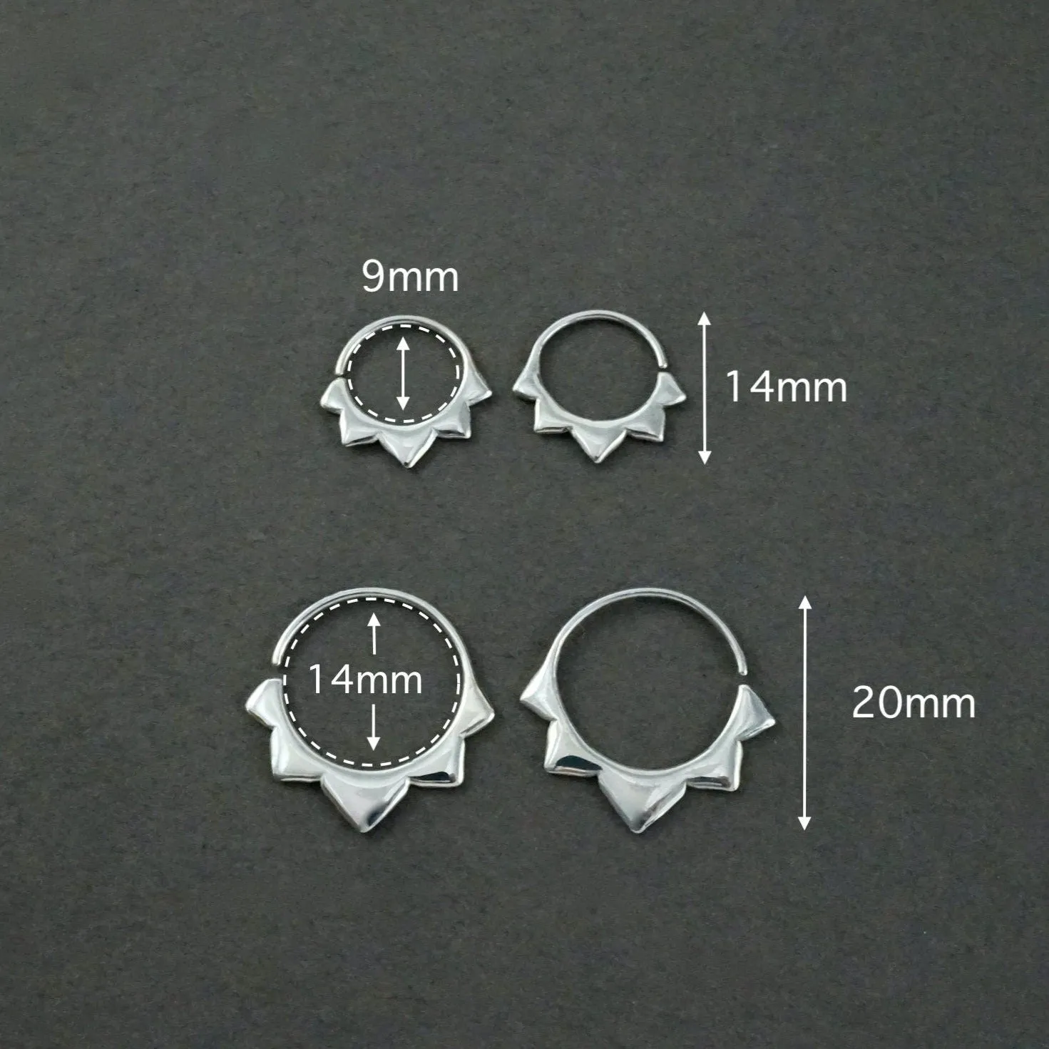 Tiny Sunflower 9mm Petal Sleeper Hoops - Cartilage, helix, daith, septum piercing - Artisan Brass w/ Silver Hoops (278B)
