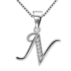Tokyo Mart Letter N Initial Necklaces Pendant Women Men Name Jewelry Gift 925 Silver