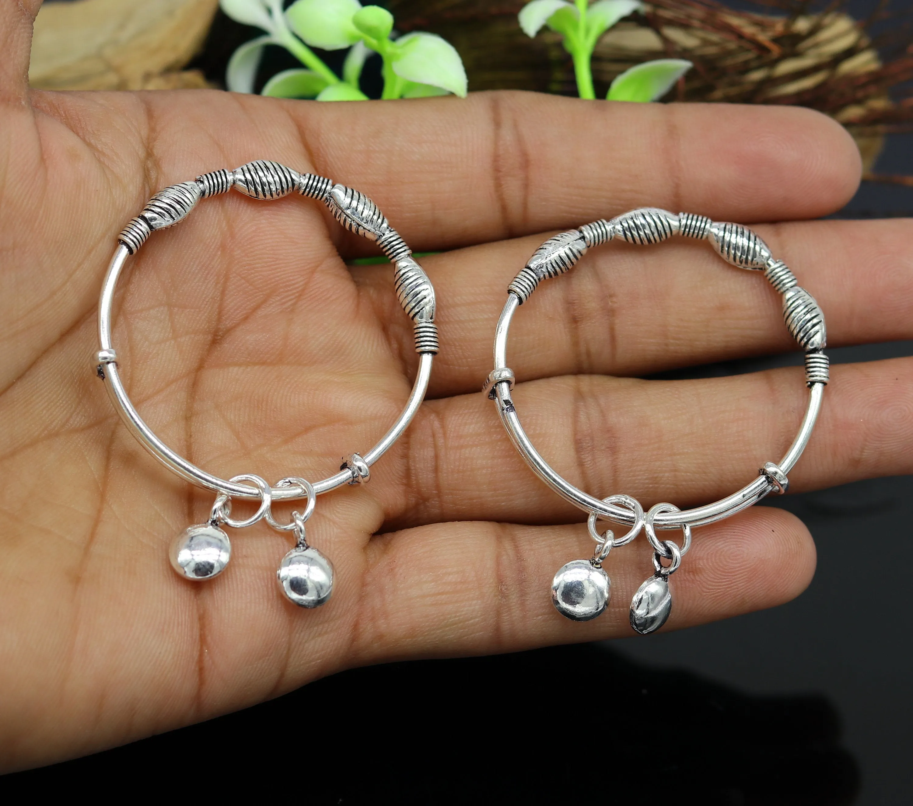 Top class Charming 925 sterling silver handmade stylish designer fancy baby adjustable bangles bracelet, excellent kids charm jewelry bbk77