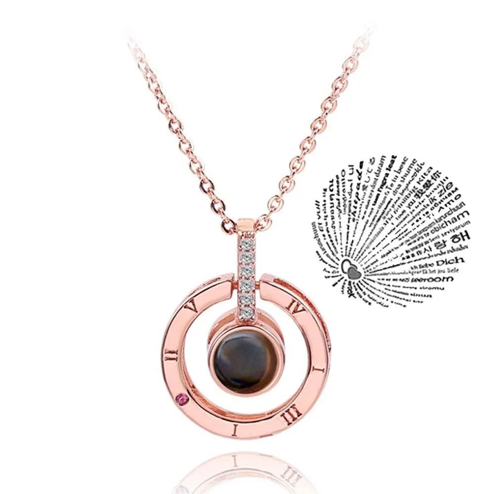 Trendy  Projection 100 Languages I Love You Pendant Necklaces For Lover Girlfriend 2023