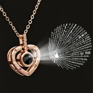Trendy  Projection 100 Languages I Love You Pendant Necklaces For Lover Girlfriend 2023