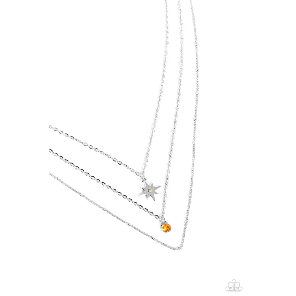 Trendy Twinkle - Orange Necklace
