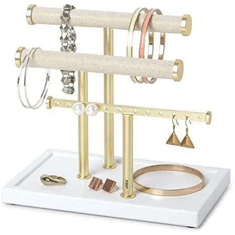 TRIGEM BRACELET BAR KD BRASS/ WHITE