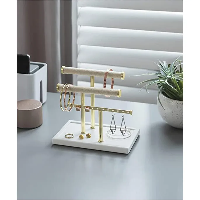 TRIGEM BRACELET BAR KD BRASS/ WHITE