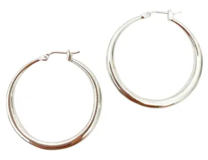 Tube Silver Hoop Earrings
