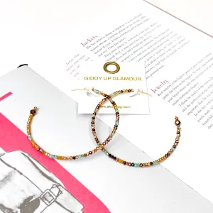 Turquoise and Bronze Mixed Beaded Hoops