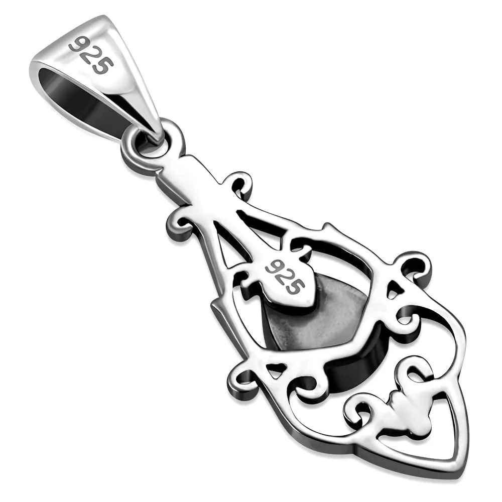 Turquoise Ethnic Sterling Silver Drop Pendant