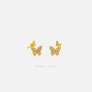 Two Butterflies Studs Earrings, Gold, Silver SHEMISLI - SS097 LR