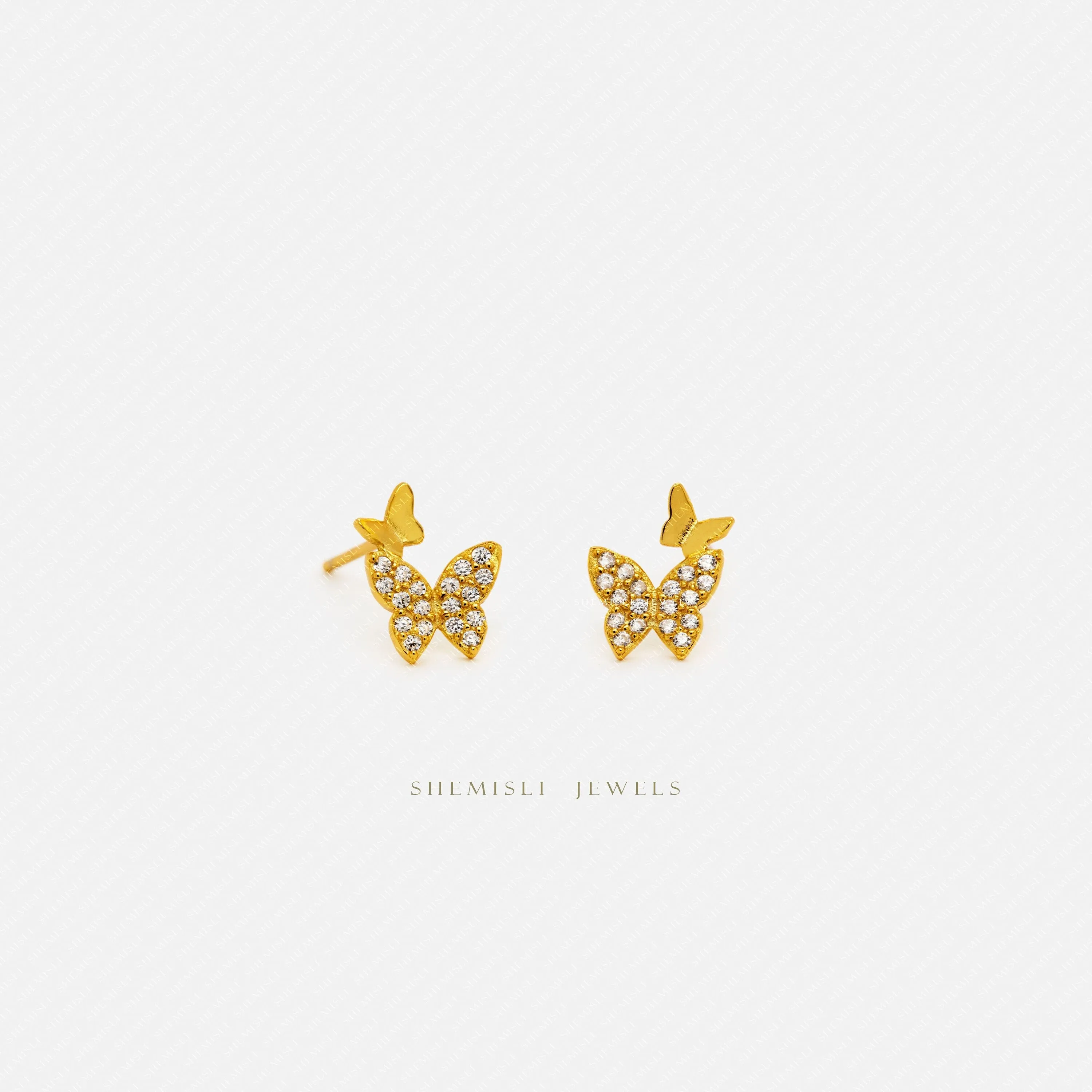 Two Butterflies Studs Earrings, Gold, Silver SHEMISLI - SS097 LR