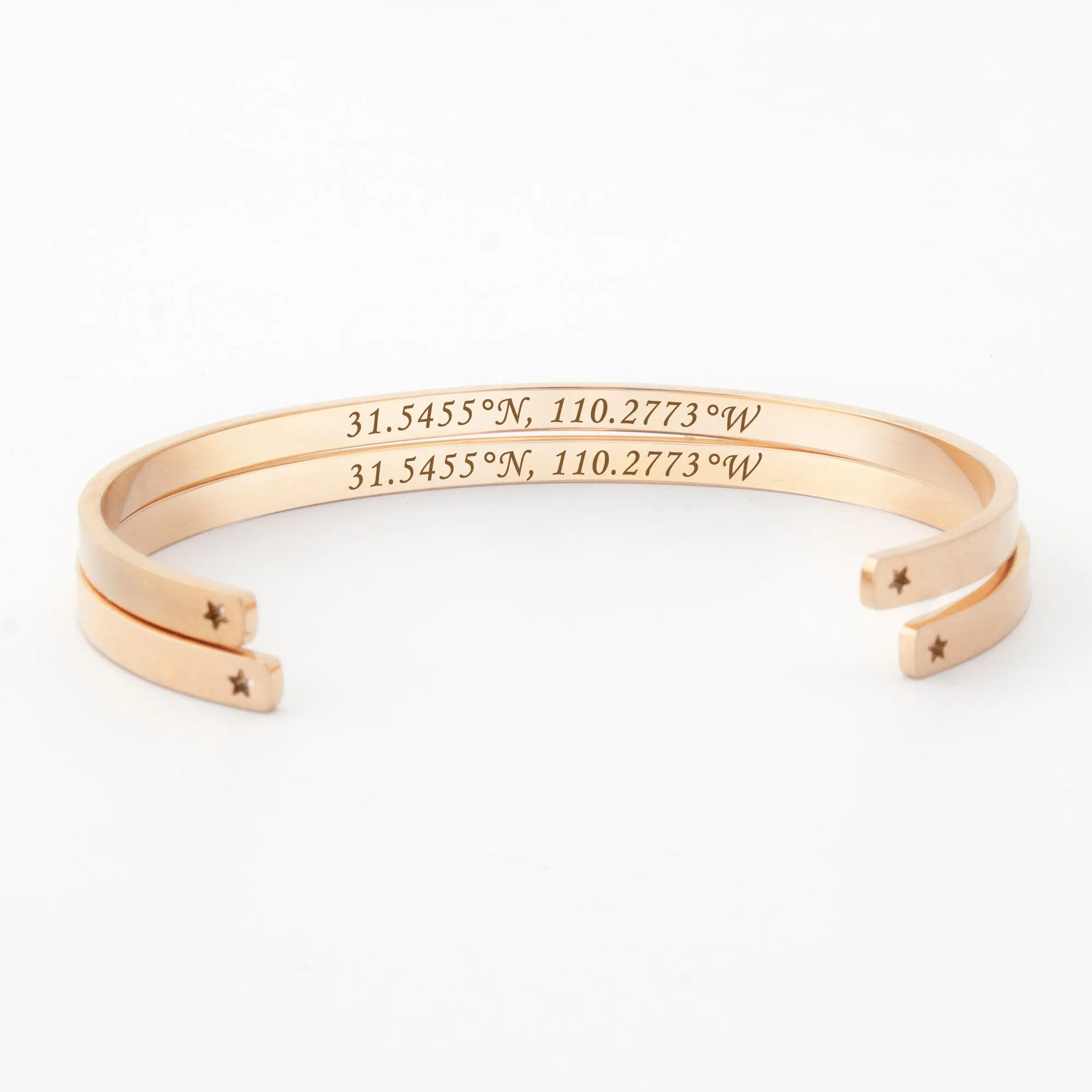 Two Personalized Cuff Bracelets Set, Custom Engraved Name Mantra Quote Any, Stainless Steel Stack Cuff Bracelet for Her