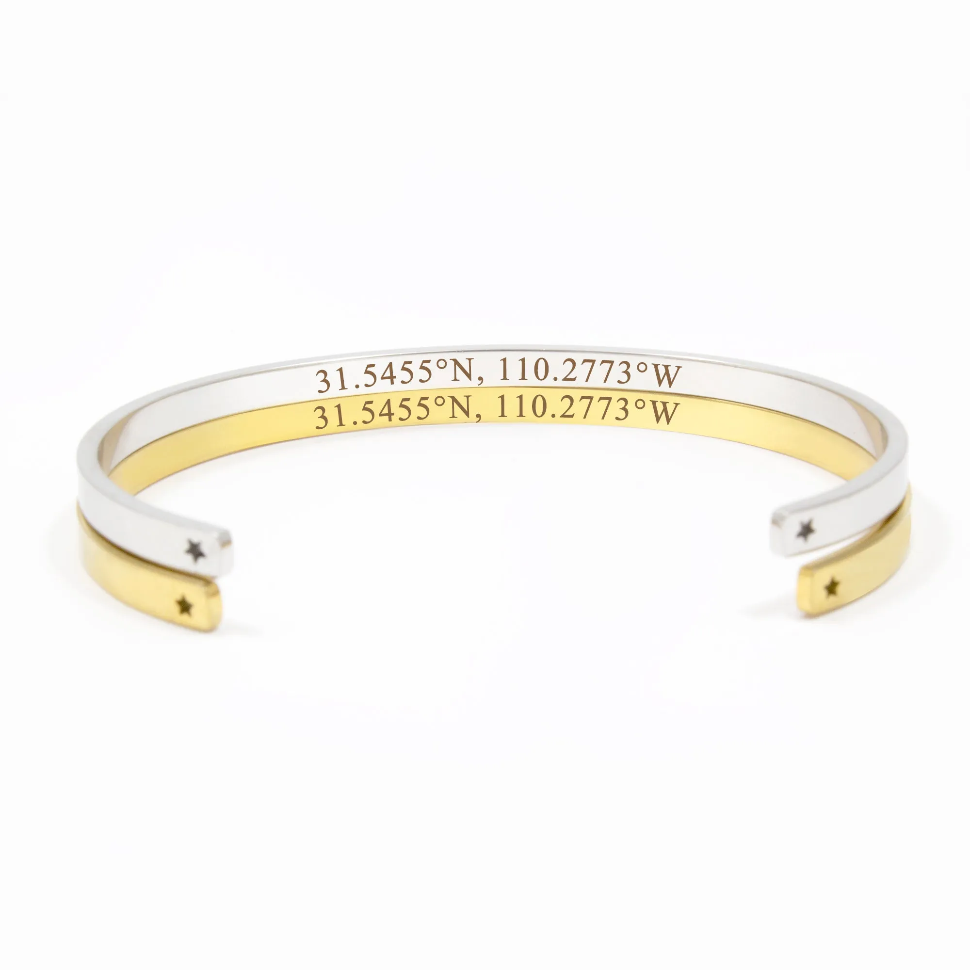 Two Personalized Cuff Bracelets Set, Custom Engraved Name Mantra Quote Any, Stainless Steel Stack Cuff Bracelet for Her