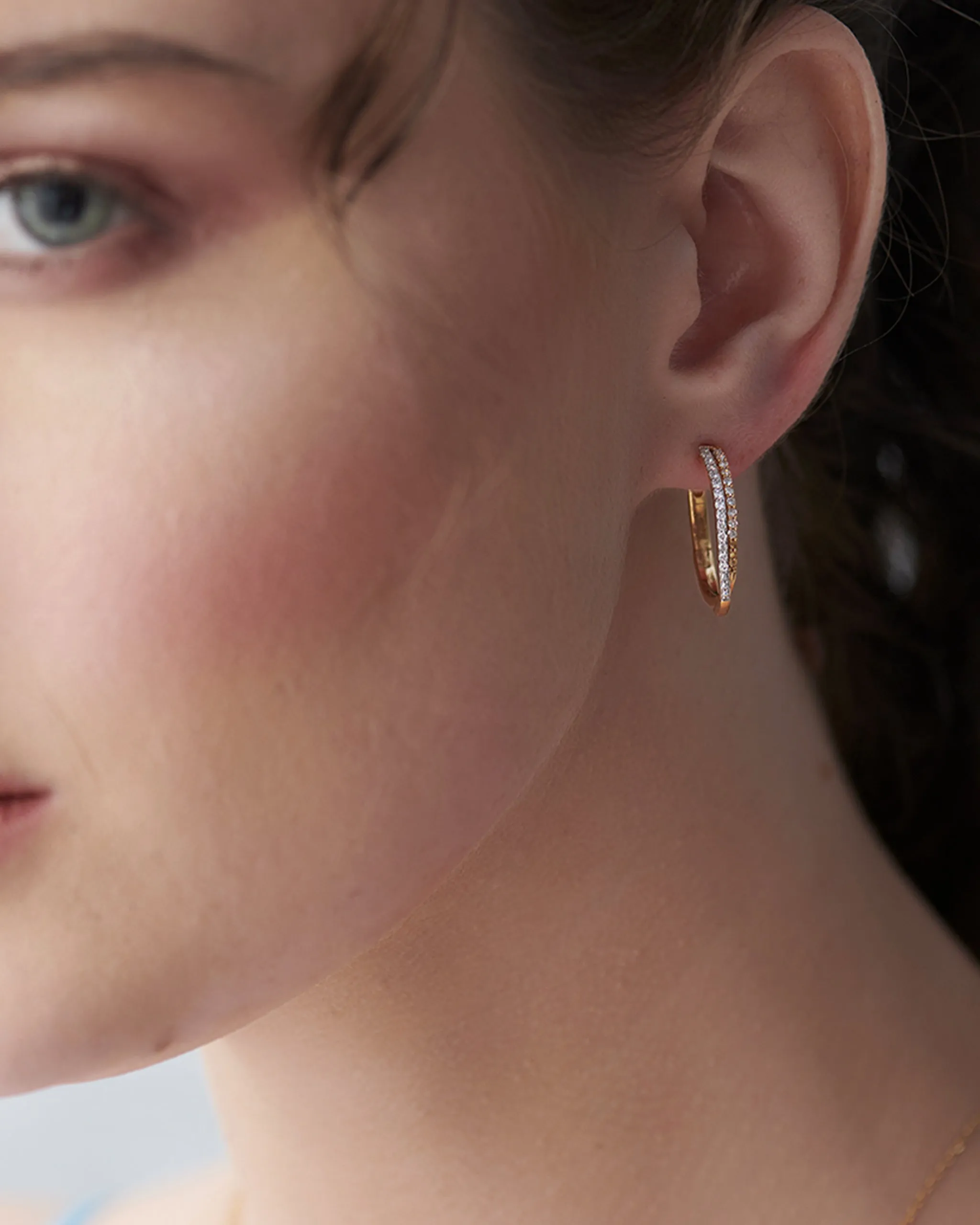 Two Row Medium Diamond Hoops