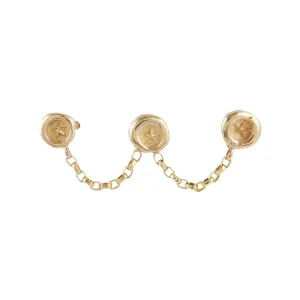 Ultra Petites Wax Seal Triple Studs & Chain Earring