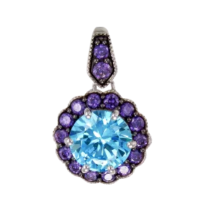 Vintage Inspired Pendant in Aquamarine & Purple CZ