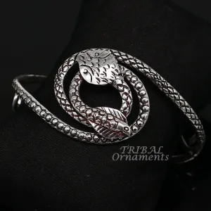 Vintage style unique snake couple design 925 sterling silver cuff bracelet kada, best gifting unisex snake cobra jewelry cuff135