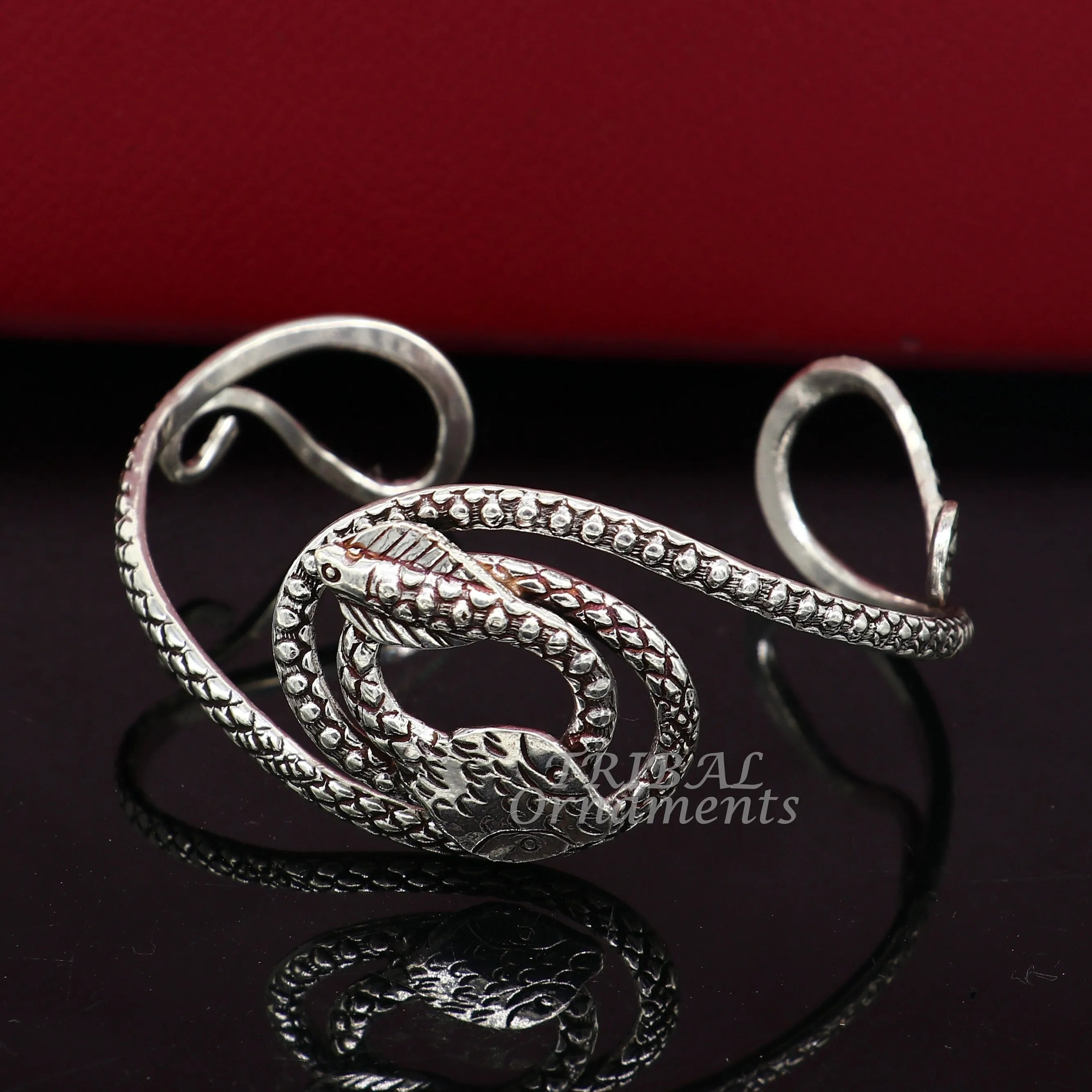 Vintage style unique snake couple design 925 sterling silver cuff bracelet kada, best gifting unisex snake cobra jewelry cuff135