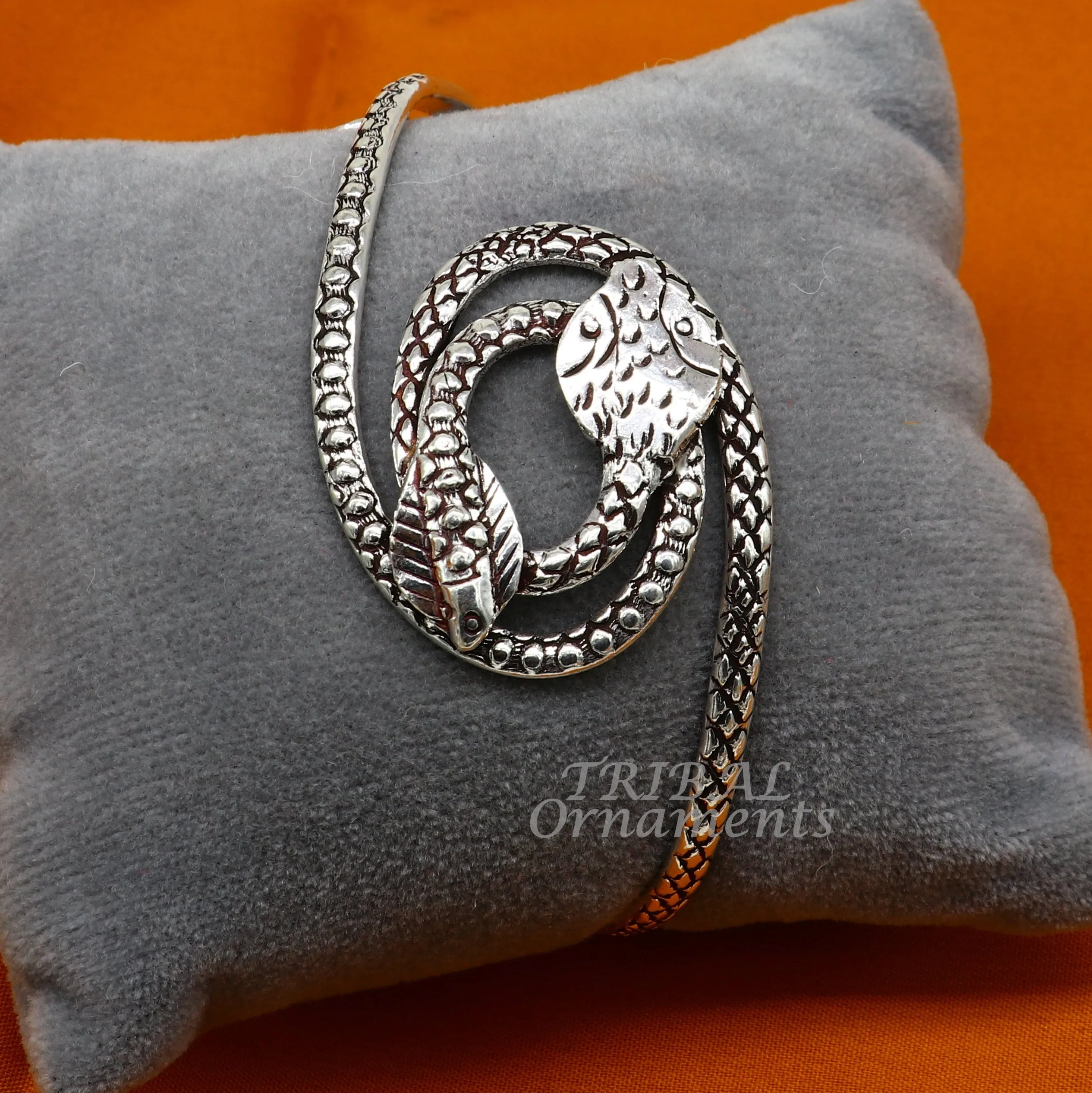 Vintage style unique snake couple design 925 sterling silver cuff bracelet kada, best gifting unisex snake cobra jewelry cuff135