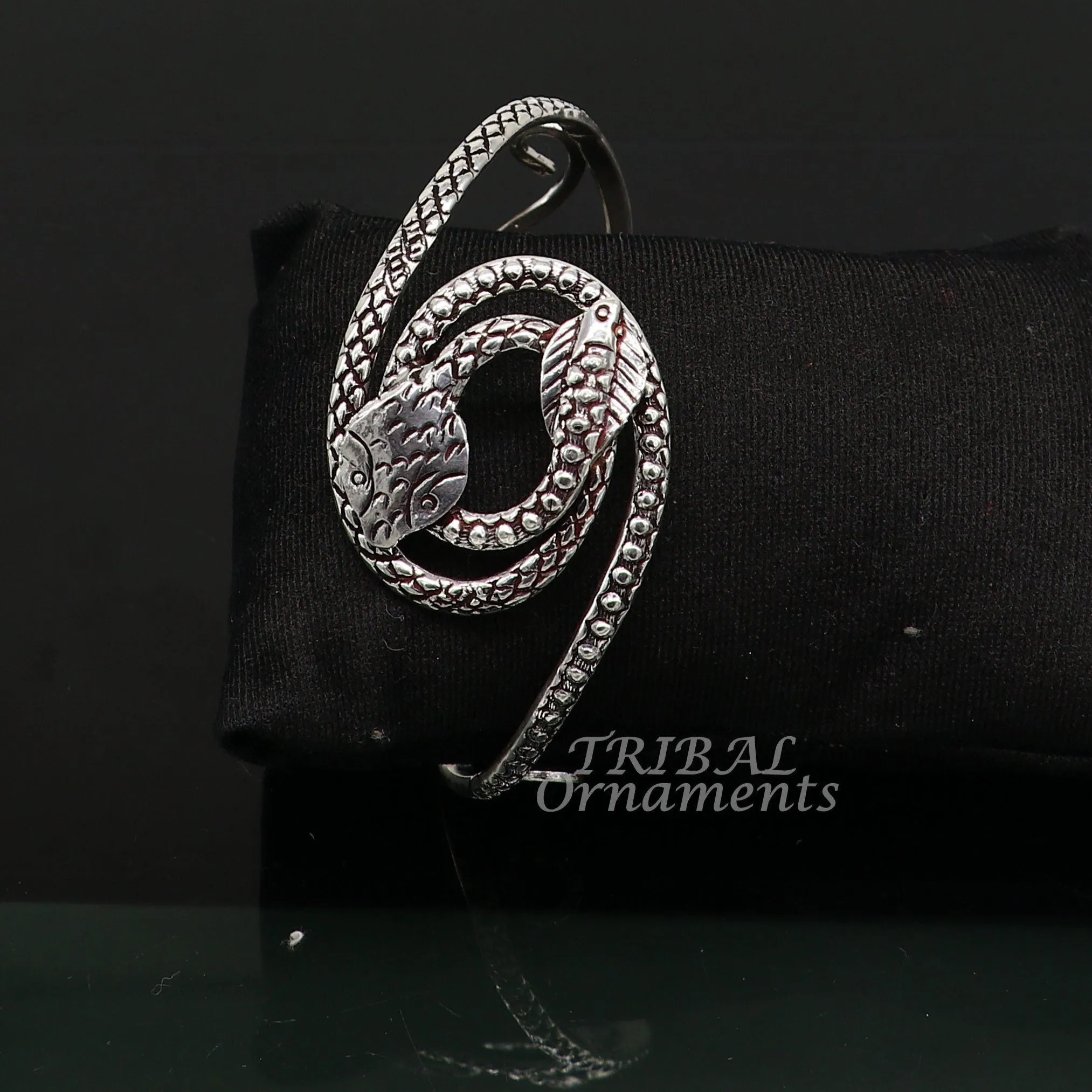 Vintage style unique snake couple design 925 sterling silver cuff bracelet kada, best gifting unisex snake cobra jewelry cuff135