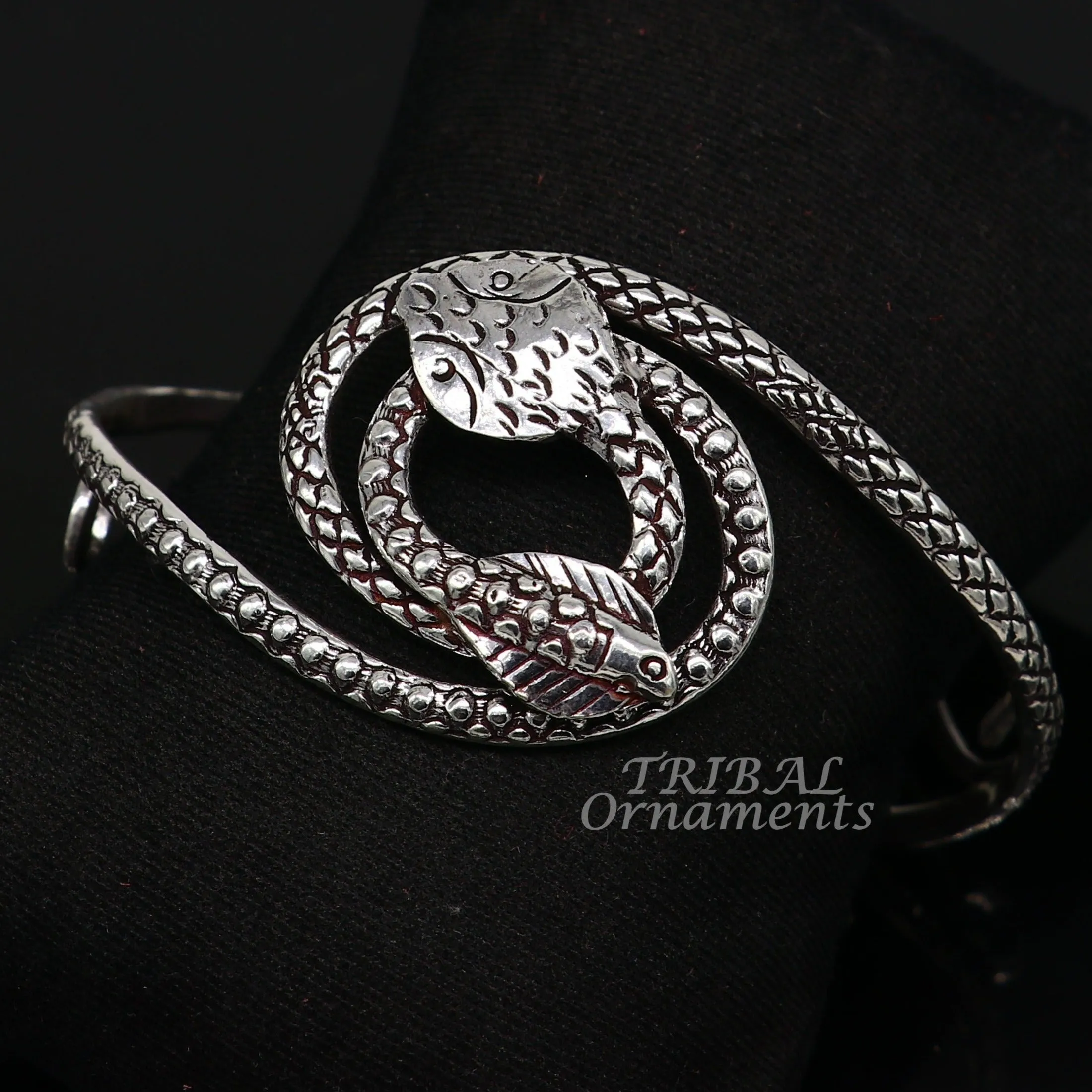Vintage style unique snake couple design 925 sterling silver cuff bracelet kada, best gifting unisex snake cobra jewelry cuff135
