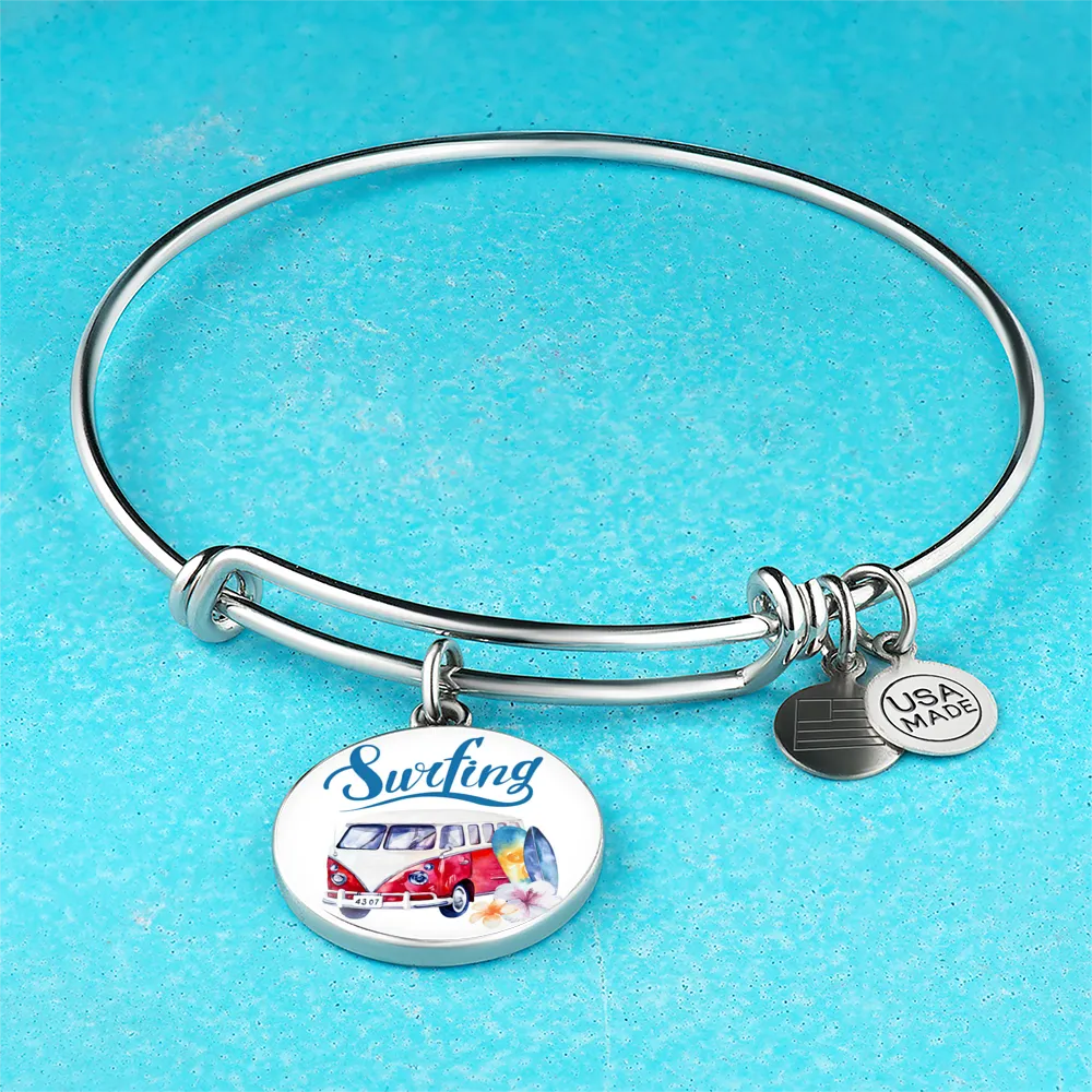 VW Bus Surfing Bangle Bracelet