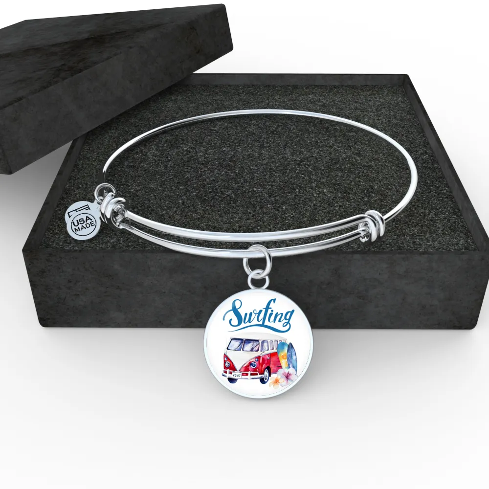 VW Bus Surfing Bangle Bracelet